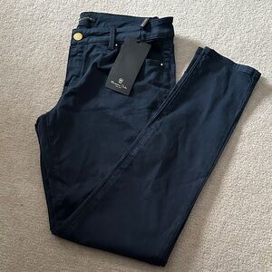 Massimo Dutti Dark Navy Straight Trousers with Gold Hardware!
